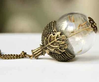 Halskette Pusteblume Eichel Vintage Retro Style Geschenk Frauen Mädchen Mutter - Bild 1 von 4