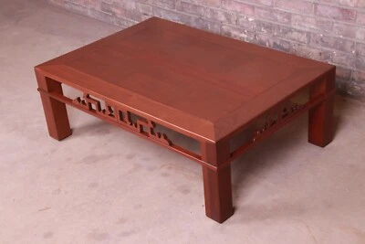 Mesa de centro Baker Furniture Hollywood Regency Chinoiserie tallada caoba Foto 1 de 4