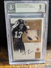 2016 Michael Thomas Cap Patch On Card Auto 30/49 Saints Beckett 9 Mint RC