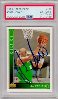 Dino Radja Boston Celtics 1993 cubierta superior autógrafo firmado PSA 6 PSA DNA automático 10 Foto 1 de 2