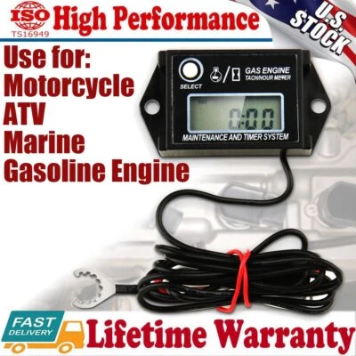 Digital Tach Hour Meter Tachometer RPM Counter for Lawn Mower Generator Dirtbike - Image 1 of 4