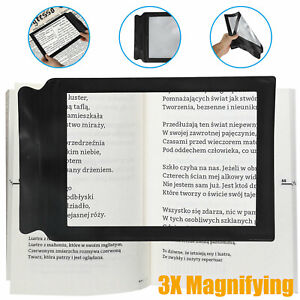 US A4 Full Page 3x Magnifier Sheet Book Reading Aid Lens Large Magnifying Glass