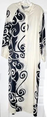 Maxi Vestido Bata NATORI Estampado Remolino Cremallera Frontal Caftán Salón M Foto 1 de 4