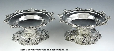Stunning Antique Pair of Sterling Silver Rococo Compotes by Redlich, Schofield Cover