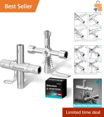 4-Way Sillcock and Utility Key Set - 2-Pack Chrome Finish for Versatile Use - Image 1 of 4