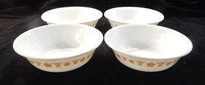 4 VINTAGE CORELLE CORNING GOLD BUTTERFLY CEREAL SOUP BOWLS - Picture 1 of 3