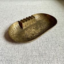 Vintage Brass Ashtray Bowl Etched Floral Design Made In India