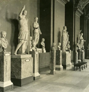 France Paris Louvre Museum Sculpture Roman emperors Old NPG Stereo Photo 1900 - Picture 1 of 3