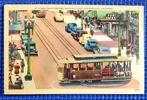 Vtg c1940s Cable Car at Turntable on Powell Street San Francisco CA Postcard - Picture 1 of 2
