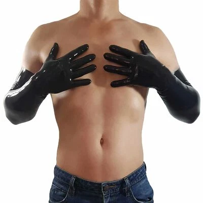 Long Black Latex Rubber Gloves (one size)  - Image 1 of 4