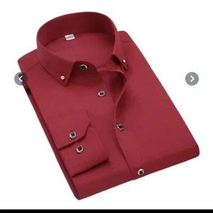 Camisas para hombre: camisas de algodón + poliéster color puro rojo/manga larga. Talla: XS - Imagen 1 de 2