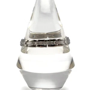Silver Tone Ribbed Design Magnetic Therapy Flex Link Bracelet 7.5 Inch - Picture 1 of 12