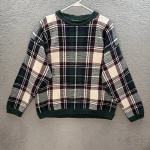 Vintage Northern Reflections Sweater Adult XL Multicolor Plaid Knit Grandpa 90s - Picture 1 of 10