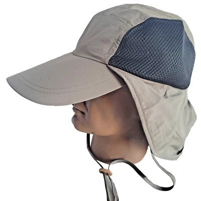 Juniper Taslon UV Cap Hat w/ Back Flap & Chin Cord Seaport Sun Protection - Image 1 of 4