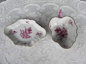 HEREND HUNGARIAN 1930'S GOLDEN EDGE PORCELAIN DEEP LEAF DISH & TRAY - Picture 1 of 10