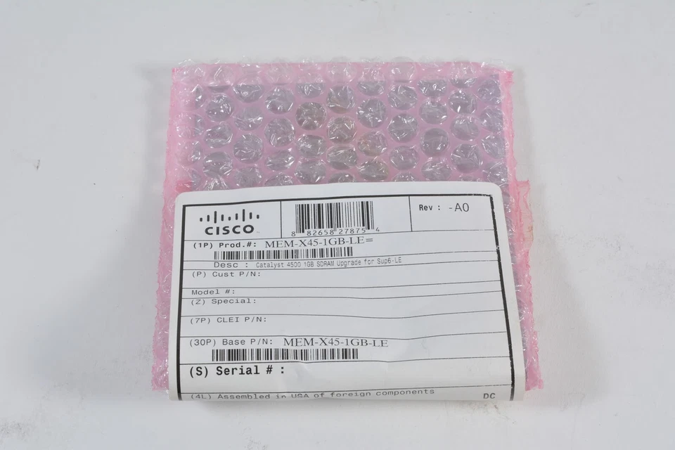 New Cisco MEM-X45-1GB-LE Catalyst 4500 1GB SDRAM Upgrade for Sup6-LE - Image 1 of 1