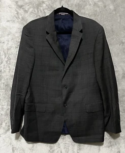 TOMMY HILFIGER charcoal gray windowpane sport coat jacket blazer 42R Wool Blend - Picture 1 of 7