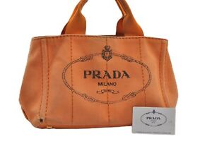 Authentic PRADA Canapa SS Canvas Shoulder Hand Bag BN2439 Orange 4479G