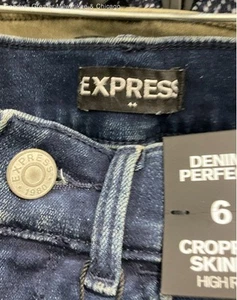 Express Women's Blue Denim Cropped Skinny High Rise Jeans Size 6 With Tags - Picture 1 of 6