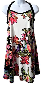 Nanette Lepore Swim Dress S Racerback A Line Tropical Floral Stretch Red Pink - Picture 1 of 7