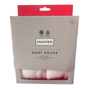 NIB Hunter Original Tall Welly Boot SocksCream Fleece Large Sz US 8-10 Womans - Picture 1 of 5