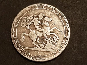 Genuine 1819 .925 Silver George III LIX Full Crown Coin - VG/F Condition - Picture 1 of 11