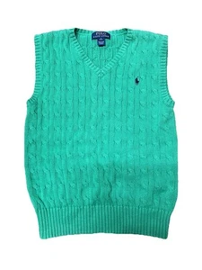 Ralph Lauren Blue Label Medium Green Cotton Cable-Knit Cotton Crewneck Sweater - Picture 1 of 4