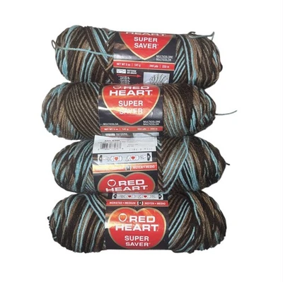 Lot Of 4 Red Heart Super Saver Yarn EARTH & SKY 0928 Acrylic 5 oz Each - Image 1 of 4
