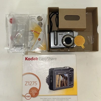 Kodak Easyshare Z1275 12.1MP 5x Zoom Digital Camera Gray Complete In Box Issues - Image 1 of 4