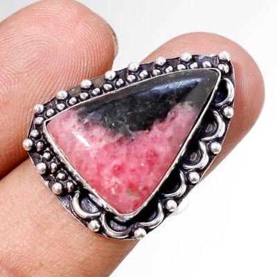 Rhodonite Gemstone Ring Handmade Antique Design Wedding Gift Jewelry 7" MXR 6921 - Image 1 of 4