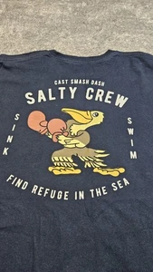 Salty Crew Graphic T Men's XL Navy Find Refuge In The Sea Pelican Boxing Print - Picture 1 of 8