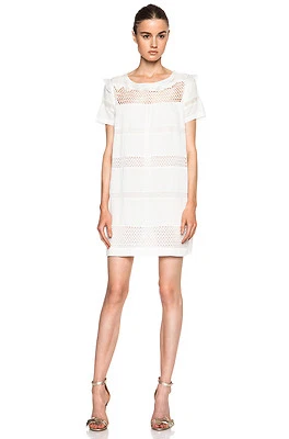 ISABEL MARANT ETOILE SZ 36/4 CALEEN White Voile Ruffle Mini Dress Tunic #1575 - Image 1 of 4