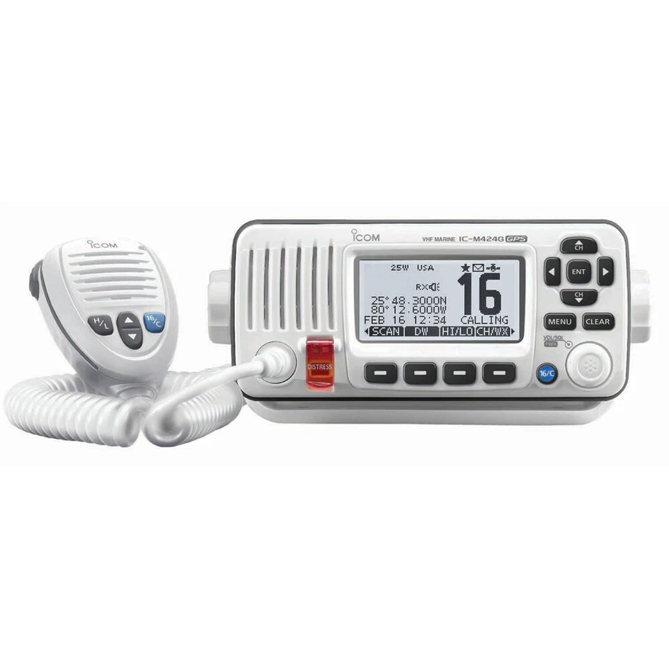 Icom M424G VHF Radio w/GPS Marine Boat Fixed Mount Class D DSC 25W Noise Cancel - Image 1 of 1