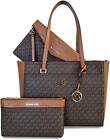 Michael Kors Maisie Large Leather 3 in 1 Tote Bag Brown MK Signature