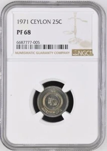 Ceylon 25 Cents 1971 NGC PF 68 - Picture 1 of 2
