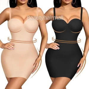 Full Slip Shapewear Women Under Dresses Strapless Body Shaper Tummy Control Slip - Picture 1 of 16