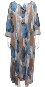 NEW MADE IN ITALY MOCHA ABSTRACT CORDUROY DRESS ONE SIZE PLUS 12 TO 18 - Picture 1 of 3