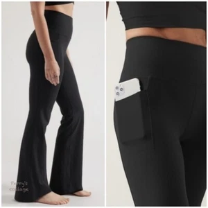Athleta ST S TALL Salutation Stash High Rise Flare Pant, Black Pants Flared NWT - Picture 1 of 5
