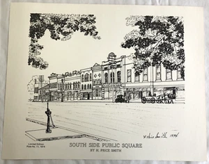 SOUTH SIDE PUBLIC SQ. Edición limitada. IMPRESIÓN BOCETO FIRMADO H.PRICE SMITH FRANKLIN KY B8 - Imagen 1 de 3