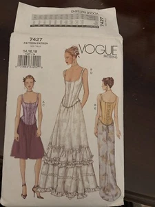 NEW Vogue Pattern 7427 Boned Corset Camisole Back-Lacing Skirt As 14/16/18 90’s - Picture 1 of 2