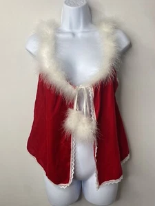 Fredricks Of Hollywood Womens Vintage Red Velvet Boa Feathers Lingerie One Size - Picture 1 of 10