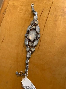 $49  LUCKY BRAND  SILVER  TONE ORGANIC  STONE LINK  BRACELET T31 - Picture 1 of 5