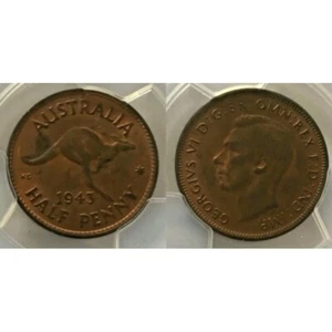 1943 Half Penny 1/2d Australia PCGS MS63RB #441 - Picture 1 of 1