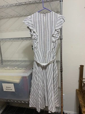 NWT - Nordstrom Gabby Skye Ivory/Indigo 55% Linin 45% Rayon Sz L Maxi-Dress - Image 1 of 4