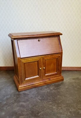 Dollhouse Miniature Secretary Writing Desk Walnut Finish 1:12 Scale Furniture - Image 1 of 4
