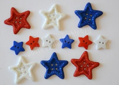 Kaboom / Patriotic ~ Americana USA / Sew-Thru Star Buttons / Red White & Blue - Image 1 of 2