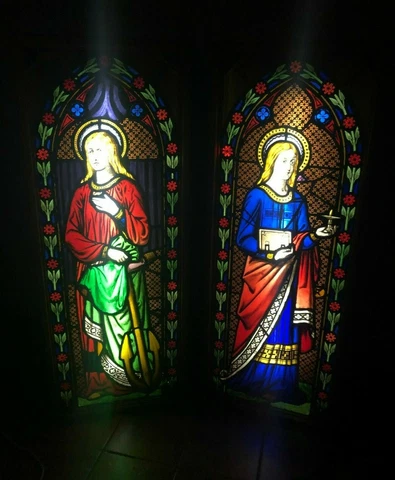 Stained Glass Windows  (2) 5 Feet Tall Framed Cover