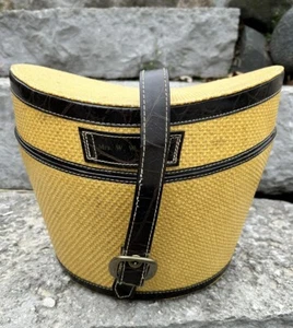 Vintage Carryall Munro Coach Train Box Fabric Lining 1950s Straw Wicker Tan - Picture 1 of 12