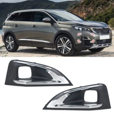 Pair Front Bumper Lower Grille Fog Lamp Cover Trims For Peugeot 4008 5008 GT - Imagem 1 de 4
