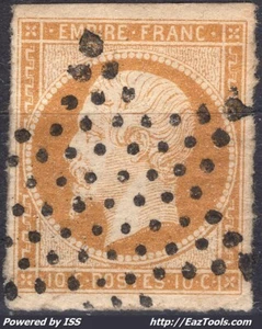 FRANCE NAPOLEON III 10c BISTRE N° 13A AVEC OBLITERATION ETOILE PLEINE - Picture 1 of 2